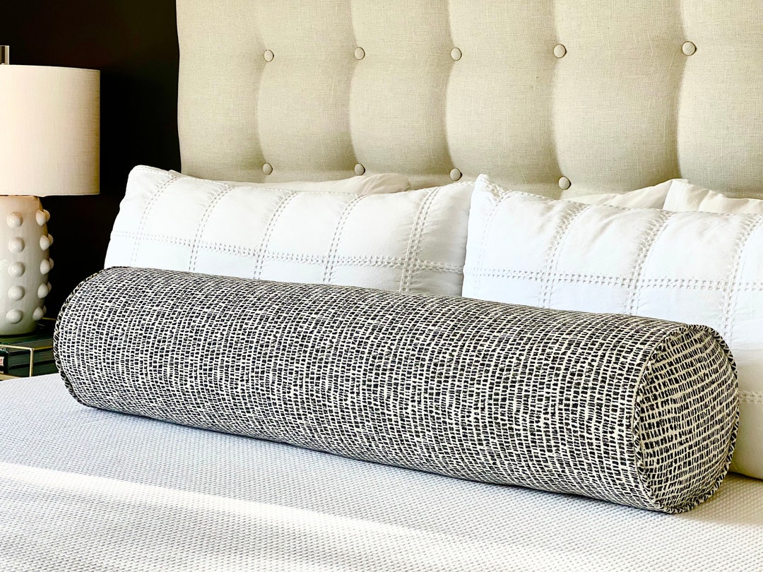 Round Bolster Pillow Cover, Charcoal Gray Extra Long Lumbar Pillow