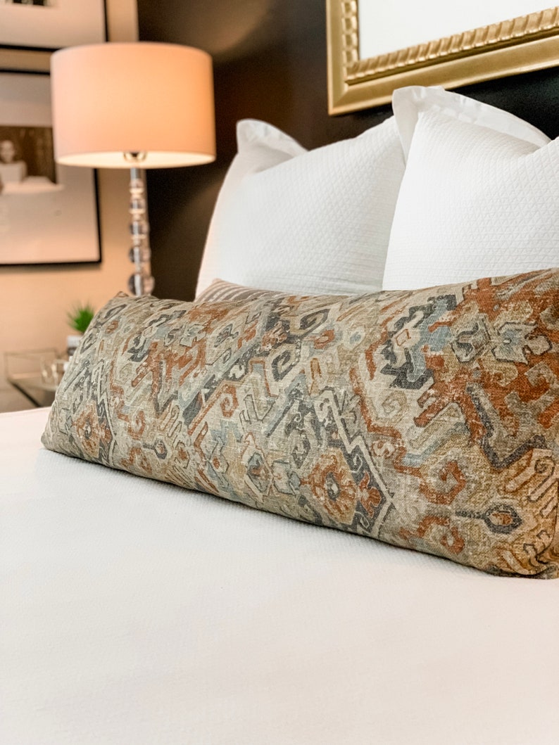 Extra Long Lumbar Pillow Modern Boho Pillow Geometric Etsy