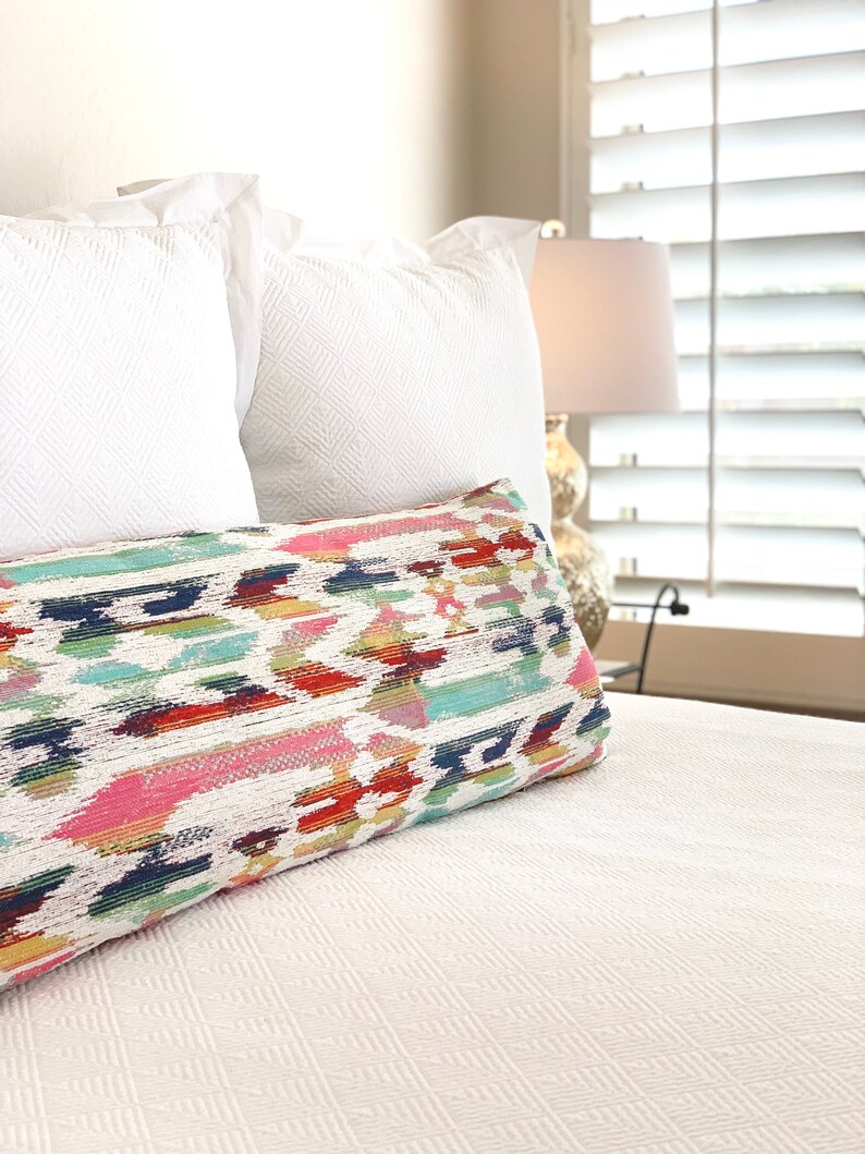 Extra Long Lumbar Pillow Multicolor Tribal Pillow Boho Etsy