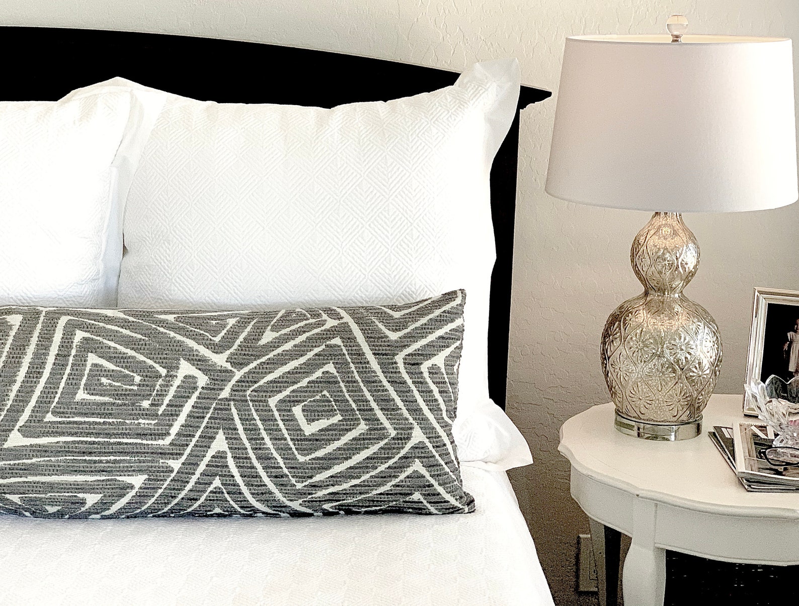 Gray Lumbar Pillow Extra Long Lumbar Pillow Gray Geometric Etsy