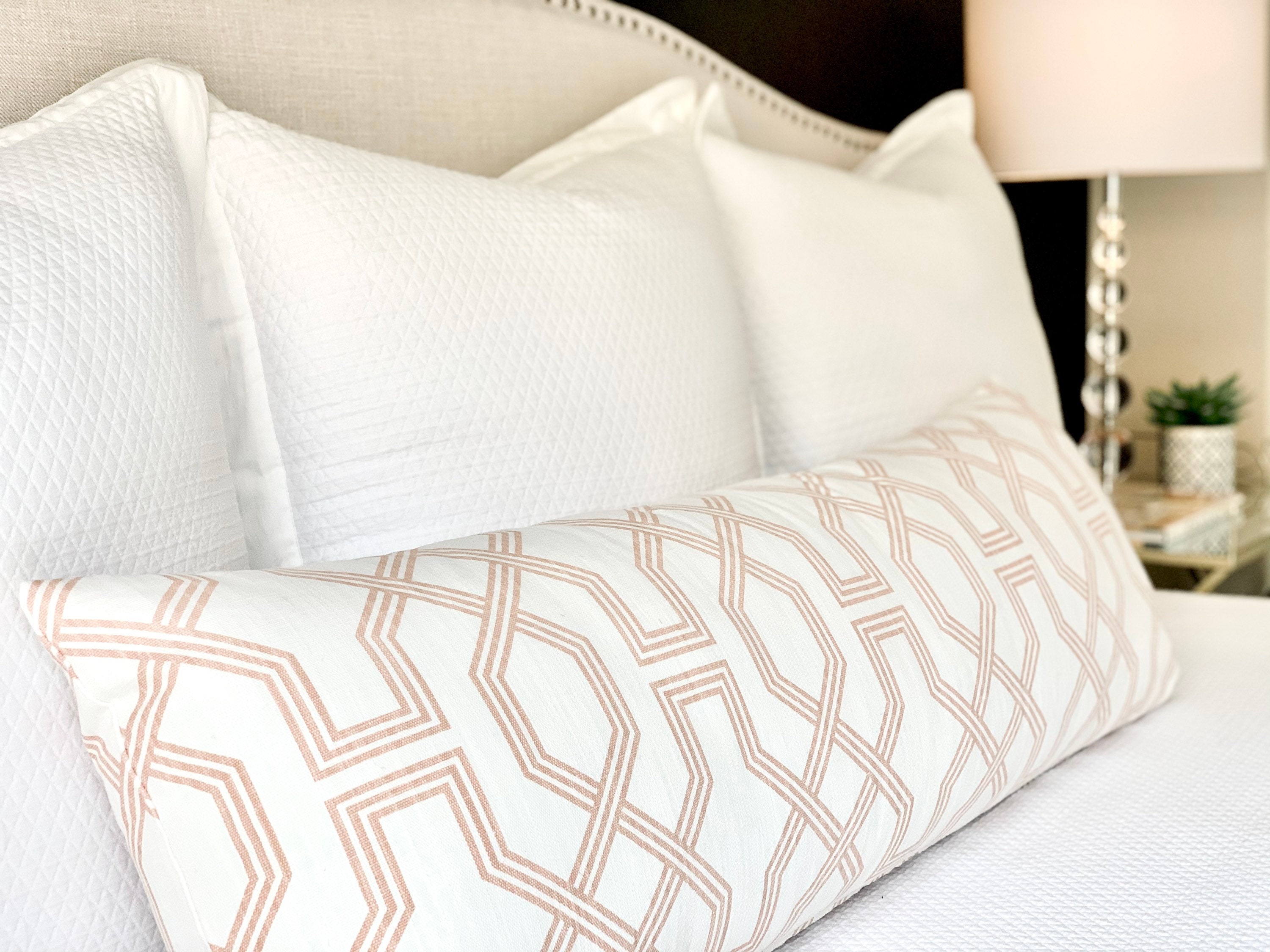 Blush Pink Extra Long Lumbar Pillow Pink Bolster Pillow Etsy