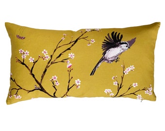 Blossom scatter cushion  bird pillow pastel room decor