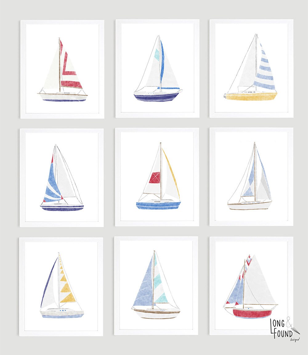 Sailboat Printable Art Digital Download Wall Art Boat | Etsy
