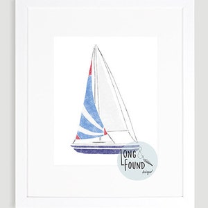 Sailboat Printable Art - Digital Download - Wall Art - Boat Decor - Toddler Art - Nautical Nursery Art - Kids Wall Art