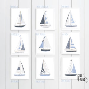 Sailboat Prints- Blue Neutral- Set of 9 - Digital Download - Wall Art ...