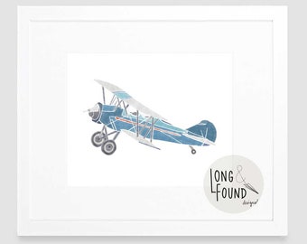 Vintage Airplane Print - Digital Download - Wall Art - Airplane Decor - Toddler Art - Airplane Nursery Art - Kids Wall Art
