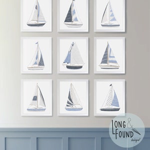 Sailboat Prints- Blue Neutral- Set of 9 - Digital Download - Wall Art ...