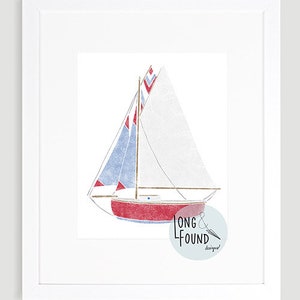 Sailboat Printable Art - Digital Download - Wall Art - Coastal Art - Toddler Art - Nautical Nursery Art - Kids Wall Art