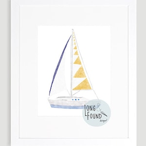 Sailboat Printable Art - Digital Download - Wall Art - Boat Decor - Toddler Art - Nautical Nursery Art - Kids Wall Art