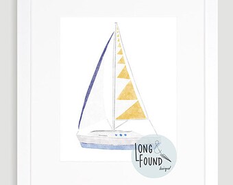 Velero imprimible arte - Descarga digital - Arte de la pared - decoración del barco - arte del niño pequeño - arte de la guardería náutica - arte de la pared de los niños