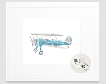 Vintage Airplane Print - Digital Download - Wall Art - Airplane Decor - Toddler Art - Airplane Nursery Art - Kids Wall Art