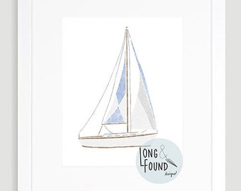 Velero imprimible arte - Descarga digital - Arte de la pared - decoración del barco - arte del niño pequeño - arte de la guardería náutica - arte de la pared de los niños