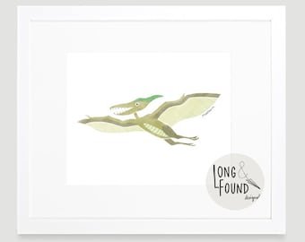 Pterodactyl Dinosaur Printable - DIGITAL Download - Dinosaur Art Print - Big Boy Room - Boy Art - Pterodactyl Art - Dino Art