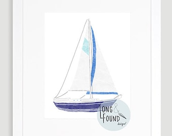 Sailboat Printable Art Digital Download Wall Art Boat Decor Toddler Art ...