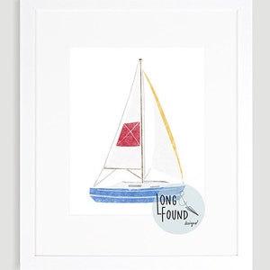 Sailboat Printable Art - Digital Download - Wall Art - Boat Decor - Toddler Art - Nautical Nursery Art - Kids Wall Art