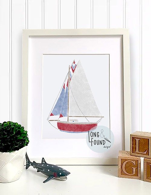 Sailboat Printable Art - Digital Download - Wall Art - Coastal Art ...