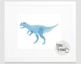 Ceratosaurus Dinosaur Printable - DIGITAL Download - Dinosaur Art Print - Big Boy Room - Boy Art - Ceratosaurus Art - Dino Art