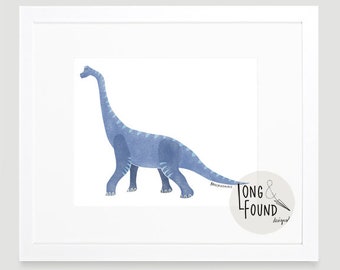 Brachiosaurus Dinosaur Printable - DIGITAL Download - Dinosaur Art Print - Big Boy Room - Boy Art - Brachiosaurus Art - Dino Art