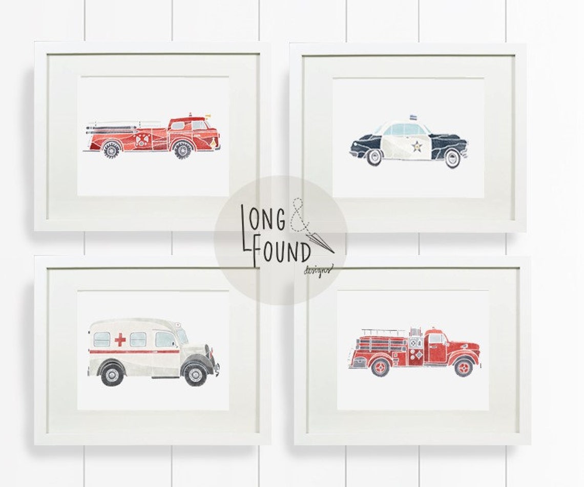 Vintage Car Printable - Rescue Truck- Digital Download - Wall Art ...