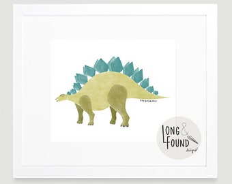 Stegosaurus Dinosaur Printable - DIGITAL Download - Dinosaur Art Print - Big Boy Room - Boy Art - Stegosaurus Art - Dino Art