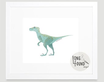 Velociraptor Dinosaur Printable - DIGITAL Download - Dinosaur Art Print - Big Boy Room - Boy Art - Velociraptor Art - Dino Art