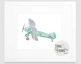 Vintage Airplane Print - Digital Download - Wall Art - Airplane Decor - Toddler Art - Airplane Nursery Art - Kids Wall Art