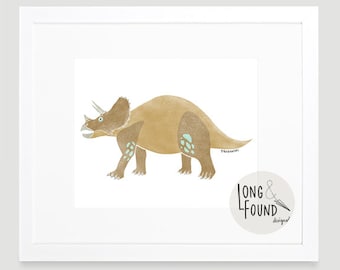 Triceratops Dinosaur Printable - DIGITAL Download - Dinosaur Art Print - Big Boy Room - Boy Art - Triceratops Art - Dino Art