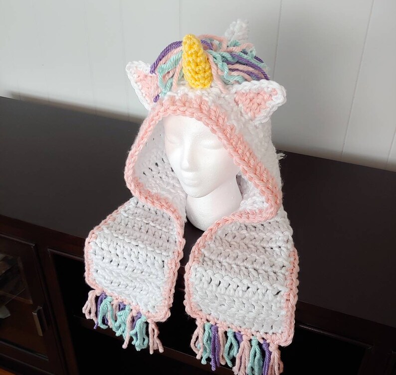 White Unicorn Hat with Rainbow Pompom Unisex White Fancy Dress Hat