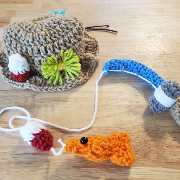 Newborn Boy Fishing Hat and Fishing Pole Crochet Fisherman Outfit Newborn Baby Boy Outfit crochet newborn