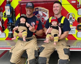 Baby Firefighter Bunker Gear Outfit - Add Baby Name - Different Colors to Choose From -  Full Set Same Price!!!