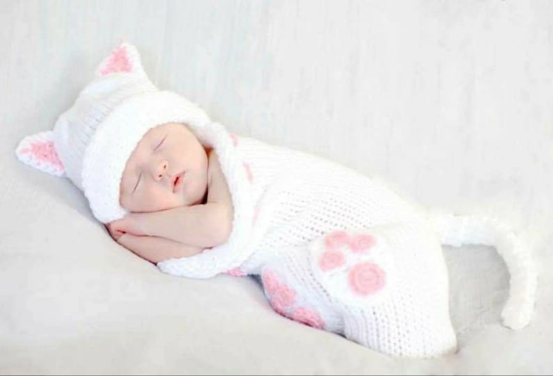 Newborn Crochet Cat Outfit Cat Cocoon Baby Kitten Outfit Baby Etsy