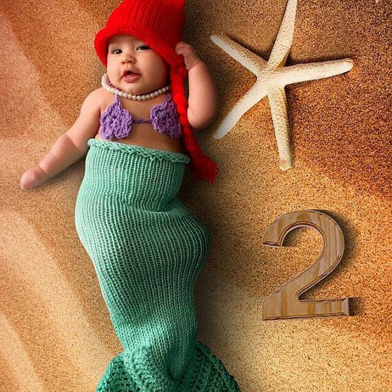 Disney Baby Outfit Little Mermaid Newborn Crochet Mermaid Tail Etsy