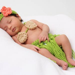 Newborn Hula Outfit Crochet Hula Outfit Grass Skirt Hawaiian