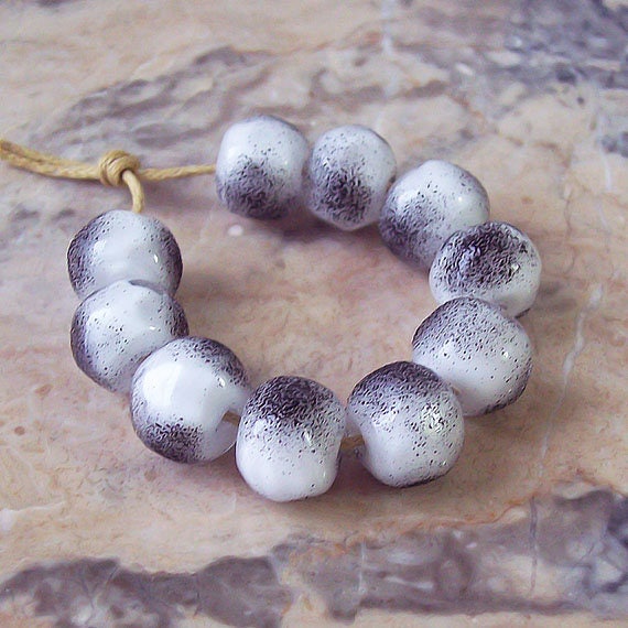 Black Powder. Handmade Organic Lampwork Nuggets 5 Pcs. Etsy