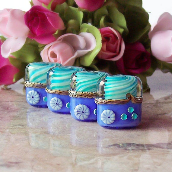 Cuties. Handmade Lampwork Pillow Beads 2 pcs. Periwinkle Etsy