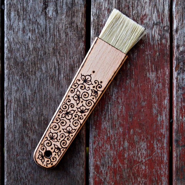 Flat Pastry Brush Wood-burned