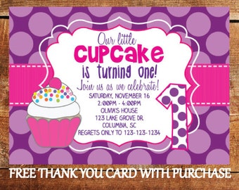 cupcake birthday party cupcake invitation first birthday etsy