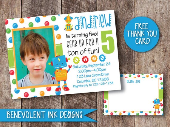 robot invitation robot birthday
