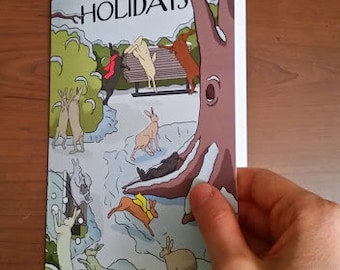 Hoppy Holidays blank greeting card