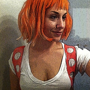 Leeloo Dallas from the 5th Element Halloween Costume- Orange/Blonde Wig