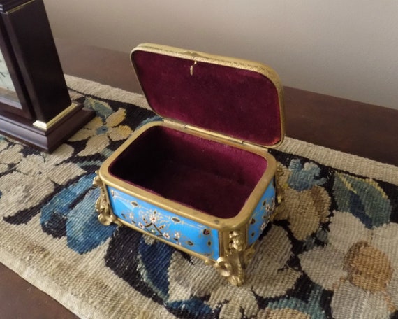 TAHAN Antique Sevres Jewelry Box, French Enamel J… - image 8