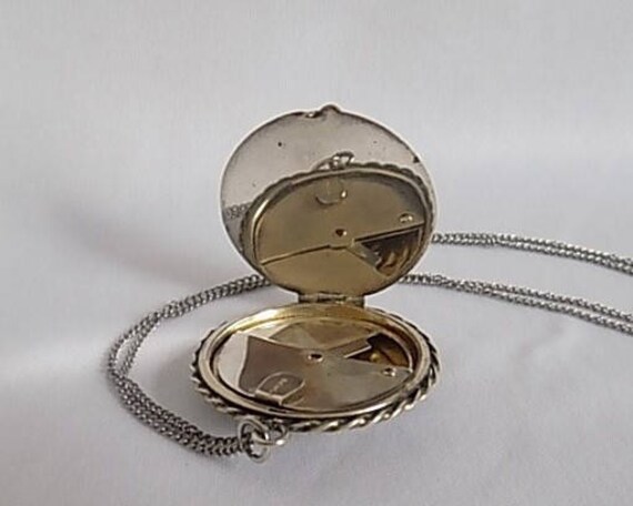 Antique Silver Compact Locket, Edwardian Lady Cha… - image 3