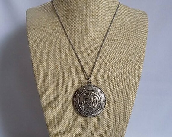 Antique Silver Compact Locket, Edwardian Lady Cha… - image 6