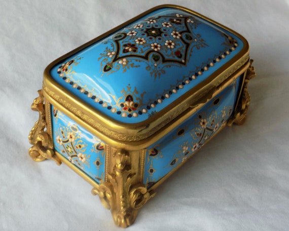 TAHAN Antique Sevres Jewelry Box, French Enamel J… - image 4