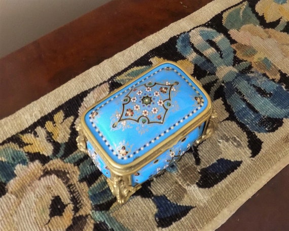 TAHAN Antique Sevres Jewelry Box, French Enamel J… - image 9