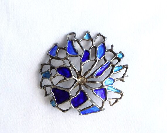 David-Andersen Norway Abstract Enamel Silver Pend… - image 3