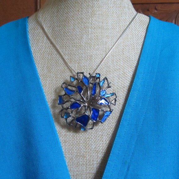 David-Andersen Norway Abstract Enamel Silver Pend… - image 2