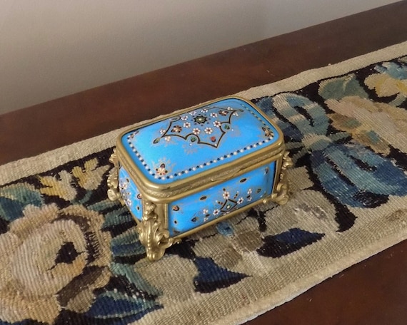 TAHAN Antique Sevres Jewelry Box, French Enamel J… - image 1