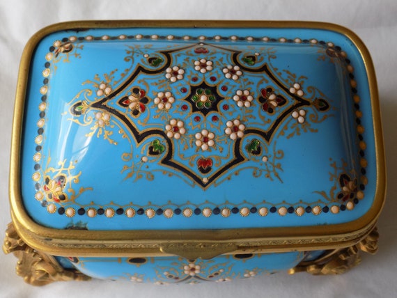 TAHAN Antique Sevres Jewelry Box, French Enamel J… - image 3