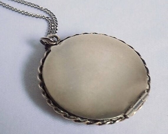 Antique Silver Compact Locket, Edwardian Lady Cha… - image 4